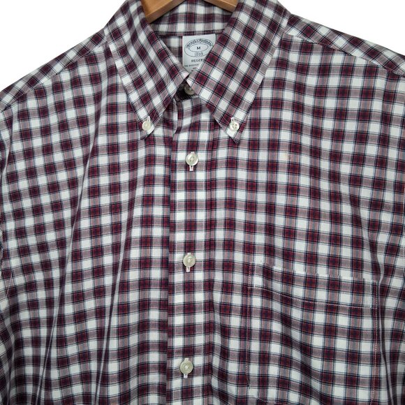 Brooks Brothers Other - Brooks Brothers Shirt Men Meidum Regent Fit White Red Blue Plaid Button Down